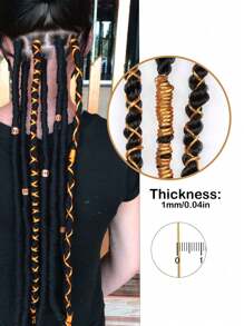 1 قطعة حبل مطاطي ذهبي للضفائر والخصلات الشعرية لموضة الهيب هوب والبنك، سلك شعر ذهبي وفضي للضفائر، اكسسوارات شعر ذات لمعان للضفائر الأفريقية، مناسبة للنوادي الليلية وحفلات الرقص والمهرجانات الموسيقية والعطلات الشاطئية، تاج للرأس، مجوهرات للرأس، سلسلة للرأس، سلسلة للشعر، للزفاف