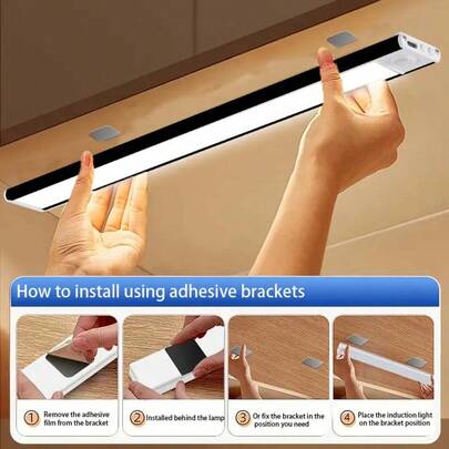 Luce a LED ultra sottile nera per rilevamento di movimento, realizzata in lega di alluminio, senza design di installazione, tre modalità/tre colori/regolabile, interfaccia USB, batteria ad alta capacità, durata della batteria ultra lunga, luce di rilevamento ultra sottile, adatta per gradini, scale, giardini, armadi, cantinette vini, armadi, ecc. Decorazioni natalizie