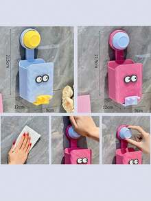 1 pièce Boîte de rangement pour salle de bain, support mural à ventouse en forme d'œil créatif et mignon pour brosse à dents, boîte de rangement pour serviette de toilette et divers. Rangement et organisation de salle de bain, support pour brosse à dents et dentifrice.