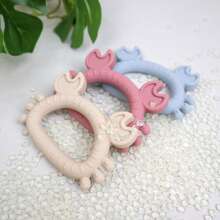 1pc Silicone Baby Teether, Crab & Rabbit Shaped Teething Toy, Thanksgiving, Halloween, Christmas Gift - Crab - View 1