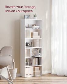 VASAGLE CUSTOS Collection - Bookshelf, 6-Tier Bookcase, Book Shelf, Open Storage Shelf, 9.4 X 23.6 X 63.3 Inches, For Living Room, Home Office, Dinning Room - 雲朵白 - 查看 1