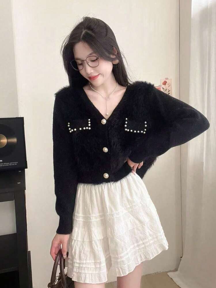 오버사이즈 인조 퍼 카디건 스웨터, 부드럽고 아늑한 긴팔 여성용 겉옷, 봄/가을/겨울