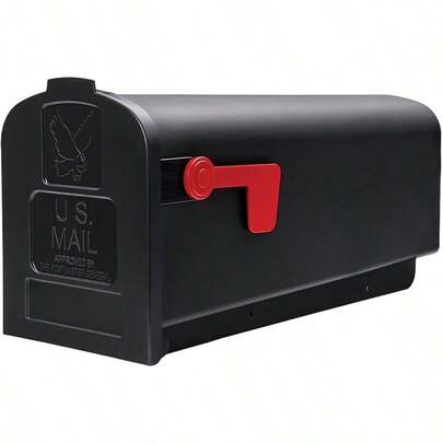 Architectural Mailboxes Medium Capacity, Plastic Post Mount Mailbox, Black