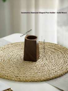 1pc Solid Walnut Wood Retro Storage Bucket, Tea Accessories Container, Pen Holder, Modern Minimalist Wooden Office Desk Stationery Organizer, Handmade Walnut Wood, Color And Size May Vary, Back To School