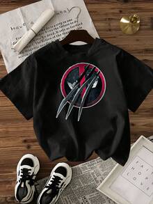 Women's T-Shirt Casual Loose Fit Black White Options Deadpool Graphic Print Comfortable Daily Wear Shirts Summer Tops Graphic Tees Summer Outfits For Women Graphic Tees Women Crop Tops Tops For Women  Vintage Cotton Cute  Clothes Women - Black - View 2