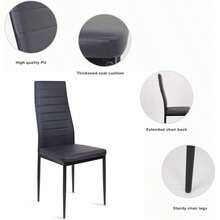 Extendable Dining Table And Chairs Set 4, 120-160cm Oval Concrete Effect With Upholstered PU Leather Chairs For Dining Room, Kitchen (Marble Effect Table + Pu Black Chairs B, Set Of 4) - 4 Black Horizontal Chairs - View 7
