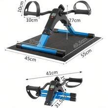 Shoze Mini Exercise Bike, Pedal Exerciser With LCD Display, Leg Exercise Machine, Portable Folding Trainer Adjustable Resistance Fitness Exercise Equipment With Non-Slip Mat And Fixed Strap - Blue - View 2