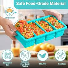 Silicone Freezer Molds For Soup With Lid, 1-Cup & 2-Cup Large Ice Cube Trays Food Storage Containers For Meal Prep, Freeze 250mL/125mL Portions – 2 Pack - Hồ Xanh - Xem 5