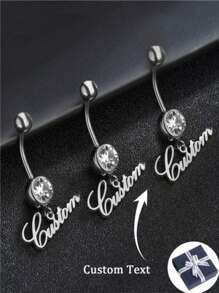 One Piece Custom Fashion Charm Custom Name Sexy Belly Button Piercing Belly Button Ring Personalized Letter Love Pendant Synthetic Jewelry Home Party Gift For Girlfriend Or Lover Birthday Gift, Valentine's Day Gift - Gift Box - View 2