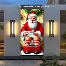 1 pièce Bannière de porte humoristique de Père Noël 2D plate - Parfait pour la décoration de Noël et des fêtes, utilisation intérieure/extérieure, convient pour les portes standard de 90 x 180 cm - Multicolore - Voir 6