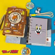 TOM AND JERRY. 1 件汤姆和杰瑞粘性毡笔记本，汤姆猫、杰瑞老鼠、斯派克狗经典儿童动画人物封面笔记本，卡通和工艺品新奇小册子圣诞礼物，适合粉丝、家人、朋友、办公室成人、学生返校[官方*] - 彩色 - 查看 2