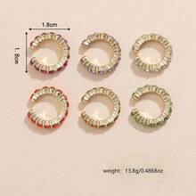 6pcs/Set Large Zirconia Clip-On Earrings Set (Size Runs Small, Please Consider Before Purchasing) - Multicolor - View 3