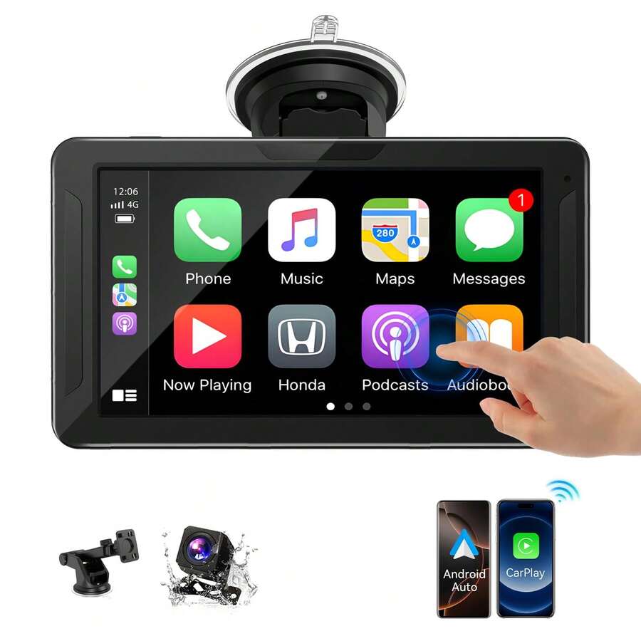 BDQ 7 Inch Car Radio Wireless Carplay & Android Auto Multimedia WIFI Video Player Portable MP5 Player+ Backup Rearview Camera - 7 Inches - View 1