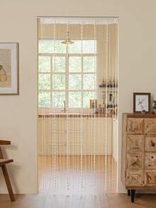 1pc Minimalist Beaded String Curtain, Suitable For Living Room, Bedroom, Kitchen, Room Divider - White - View 5