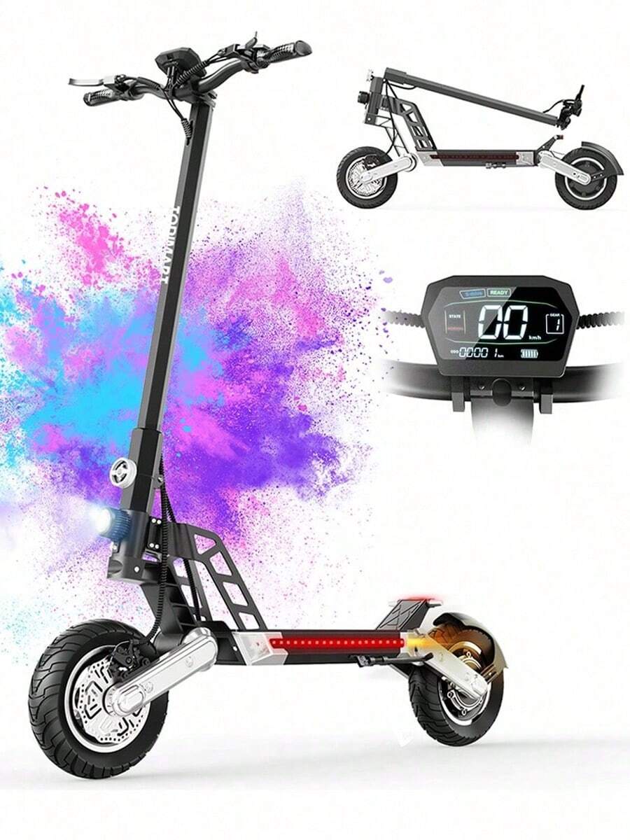 TODIMART G2 Electric Scooter For Adults, Rated Power 500 W, Equipped With 48 V 10.4 Ah Battery, Maximum Range 45 Km, 10-Inch Tires, Foldable Storage - 黑色 - 查看 1
