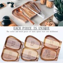 1 pieza Reposaespátulas de madera de acacia para la encimera de la cocina, reposaespátulas doble para la estufa, soporte para utensilios como espátulas, cucharones, batidores, pinzas, decoración de cocina de estilo granja