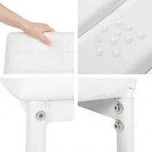 Extendable Dining Table And Chairs Set 4, 120-160cm Oval Concrete Effect With Upholstered PU Leather Chairs For Dining Room, Kitchen (Marble Effect Table + Pu White Chairs, Set Of 4) - 4 White Horizontal Chairs - View 7