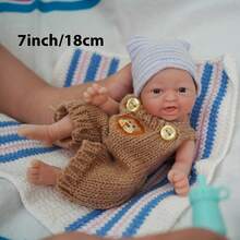 Reborn Baby Dolls 7 Inch Silicone Doll Mini Realistic Newborn Baby Dolls Silicone Full Body/Hand Made Gift For Kids 3+ - Brown - View 2