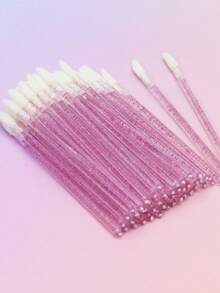 50支紫色睫毛膏刷/唇刷/指甲刷，睫毛刷，口红刷，唇彩遮瑕刷，化妆海绵，化妆工具，一次性化妆刷，清洁刷，眼影刷工具 - 紫色 - 查看 7