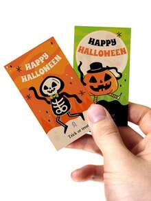 Cute & Festive Halloween Mini Card Set – 50-Piece With Ghost House & Pumpkin Themed Patterns, Ideal For Kids, Families & Party Hosts, Perfect For Halloween Party Favors, Trick-Or-Treat Notes, Party Supplies & Home Decor
