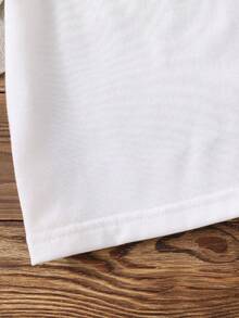 Camiseta de manga corta con cuello redondo y eslogan en inglés de estilo sencillo para niño, ropa de calle para chicos - blanco - Ver 6