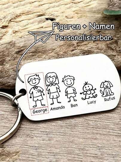 1pc Custom Stainless Steel Dog Tag Keychain - Personalized Pendant With Name & Pattern Engraved, Suitable For Family Members (Surname, Mom, Dad, Child), Custom Keychain,Cute Family Keychain Forever Family Beautiful Family Key Pendant Birthday Baptism Gift, Customized Key Chain With 1 To 5 Names, Family Member Name Tag,Birthday Gift
