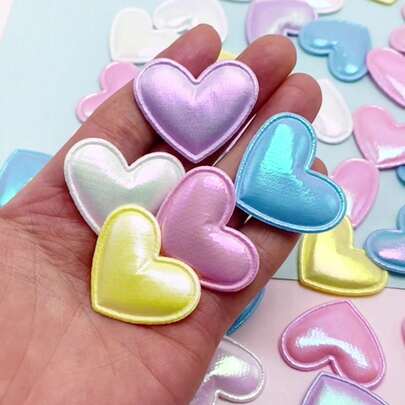 20/50/100 piezas Parches de tela con forma de corazón y estrella - Parches de aplicación coloridos surtidos para reparación de ropa DIY, costura, tocados, sombreros y decoración de manualidades - Versátil, fácil de usar, multicolor