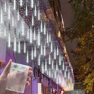 30 cm batteridriven ljusslinga med 8 rör (batterier ingår ej) för meteorregn, ljusslingor för sovrummet, julgranshängen inomhus, bröllopsfestdekorationer, födelsedagspresent, present till gott nytt år