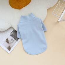 Pet Solid Color Warm Pullover Base Layer, Simple & Versatile Double-Sided Fleece Thickened High Neck Sweatshirt, Autumn/Winter