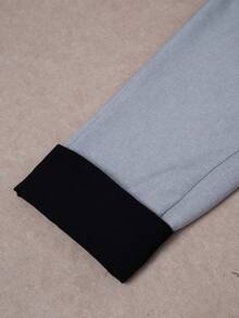 HOMEYEE Vintage Elegant Casual Blazer Jacket With Contrast Color Splicing, Suitable For Business, Vacation, Plus Size - Xám - Xem 6