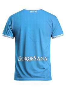 Maglia da calcio stile Napoli personalizzata da uomo, con nome e numero personalizzati, comoda felpa sportiva a girocollo, adatta per allenamento di calcio, uso casual e come regalo, con stampa grafica - Blu - Visualizzare 4