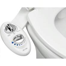 Luxe Bidet Neo 185 (Serie) Boquilla doble de autolimpieza, accesorio para bidé mecánico, no eléctrico, de agua fresca para inodoro con fuertes válvulas de grifo y mangueras metálicas Blanco - BLANCO - Ver 12