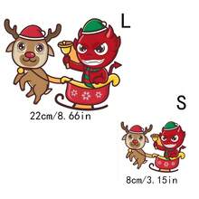 1pc/2pcs/3pcs Christmas Mischief Combo! Reindeer Sleigh & Imp Decals, Suitable For T-Shirts, Masks, Jeans, Backpacks, Machine Washable, Unisex DIY Stickers
