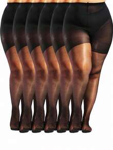 4/6 pares de medias extra grandes de cintura alta con control de abdomen y anti-correr - Negro/Albaricoque/Café - Control de abdomen y soporte de piernas - Medias elegantes formales/profesionales para fiestas - Fórmula suave y sin grietas - Para uso diario y ocasiones especiales, medias profesionales con textura suave