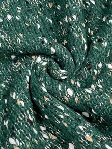 Women's Casual Colorblock Round Neck Long Sleeve Flare Cuff Sweater, Autumn/Winter - Dark Green - View 9