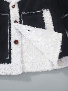 Kleine Jungen Herbst/Winter Cord-Kragen symmetrische Taschen Einreiher Lässig Jacke