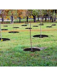 10 包，20.5 英寸无纺布树木覆盖物环加厚树木保护垫植物覆盖物圆形防草园艺织物覆盖物用于控制根部保护 - 黑色 - 查看 3