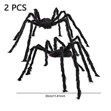 2/1 Pc Halloween Plush Spider,Halloween Decoration, Party Prop, Outdoor Party Props,Outdoor Giant Spider Decoration, 30cm Prank Black Spider,Suitable For Indoor And Outdoor Halloween Decorations, Home Party And Yard Haunted House Decorations,Practical Joke Decoration Home Decor Room Decor