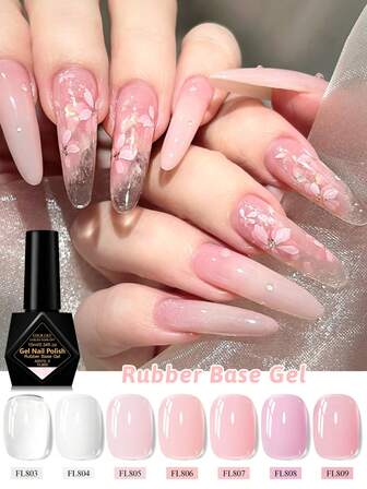 FOUR LILY 10ml 果冻橡胶底胶 - 裸粉色指甲胶，持久美甲，沙龙品质，可卸除 UV 凝胶（适合初学者）