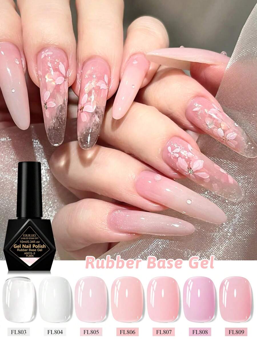 FOUR LILY 10ml 牛奶啫喱橡胶底油 - 裸色可卸半永久指甲凝胶 - 彩色 - 查看 1