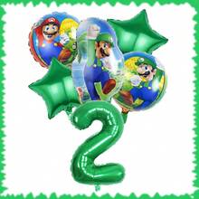 超级马里奥生日派对套装 - 18英寸铝箔气球和32英寸数码气球。生日派对装饰、家居装饰背景、完美生日派对装饰、生日墙面装饰、摄影工作室装饰用品。 - 彩色 - 查看 6