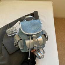 2025 New Fashion Backpack Outdoor Travel Texture Single Shoulder Crossbody Bag Solid Color Backpack Handheld - Black - View 4