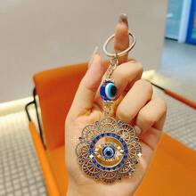 1 Devil's Eye Keychain, Exquisite Rhinestone Keychain, Used For Keychain Hanging Decoration, Fashionable Alloy Pendant Suitable For Ladies' Bags And Keys, Birthday , Valentine's Day Christmas Gift Ideas Bag Accessories Lanyards With Id Holder Car Accessories Bag Charms