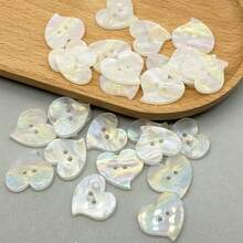 10pcs Double Hole White Resin Rainbow Heart-Shaped Pearl Shell Button, Multifunctional Fashionable Sweater Decoration Button, Suitable For Handmade And Sewing Products, With A Variety Of Sizes To Choose From. - White - View 8