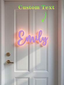 1pc Customized Illuminated Name Plate, Personalized TPU Name Plate, Home Decor Personalized Plaque With Lighting Effect, 3D Printed, Personalized Bedroom Or Indoor Decoration, Easy To Hang And Install, Suitable For Room, Wall, Door, Nursery, Kids Room, Bedroom Decor, Multi-Functional, Durable, Decorative - Multicolor - View 5
