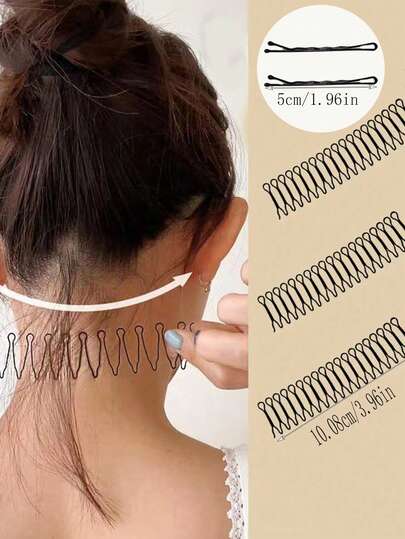 5pcs/Set Women's Black Alloy Hair Side Bangs Clip, Simple Invisible Fashion Hair Comb For Daily Styling, Suitable For Daily Use And Hairdressing Tools Hair Bun Hair Pin Hair Bun Maker Bun Hair Piece Hair Styling Pins, School Stuff, Hair Accessories, Head Accessories, Hair Accessories For Women