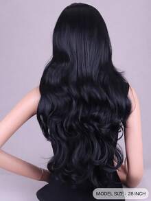 شعر مستعار أمواج سوداء مجعدة، 28 بوصة، مناسب للتنقل اليومي وتصفيف الشعر في الحفلات.