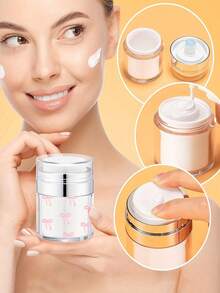 Bowknot Pattern Airless Pump Bottles Jars,Air Pump Container For Cream,Pump Moisturizer Container, Empty Acrylic Makeup Cosmetic Containers With Pump, Refillable Travel Size Containers Airless Lotion Jar With Lid For Thick Moisturizer, Skincare Cream, Clear, Makeup Organizer - Multicolor - View 7