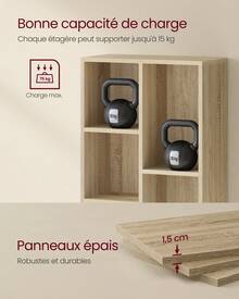 VASAGLE Bibliothèque, Étagère, Meuble de Rangement avec 5 Compartiments, Étagère sur Pied, Bibliothèque Cubique, pour Salon, Bureau, Salle à Manger, Couleur Chêne - Jaune moutarde - Voir 5