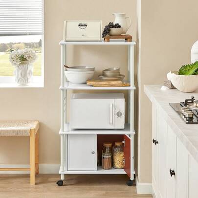 SoBuy FRG12-W, Kitchen Microwave Shelf, Kitchen Storage Cabinet Shelf, Kitchen Serving Trolley, 60x40x115cm